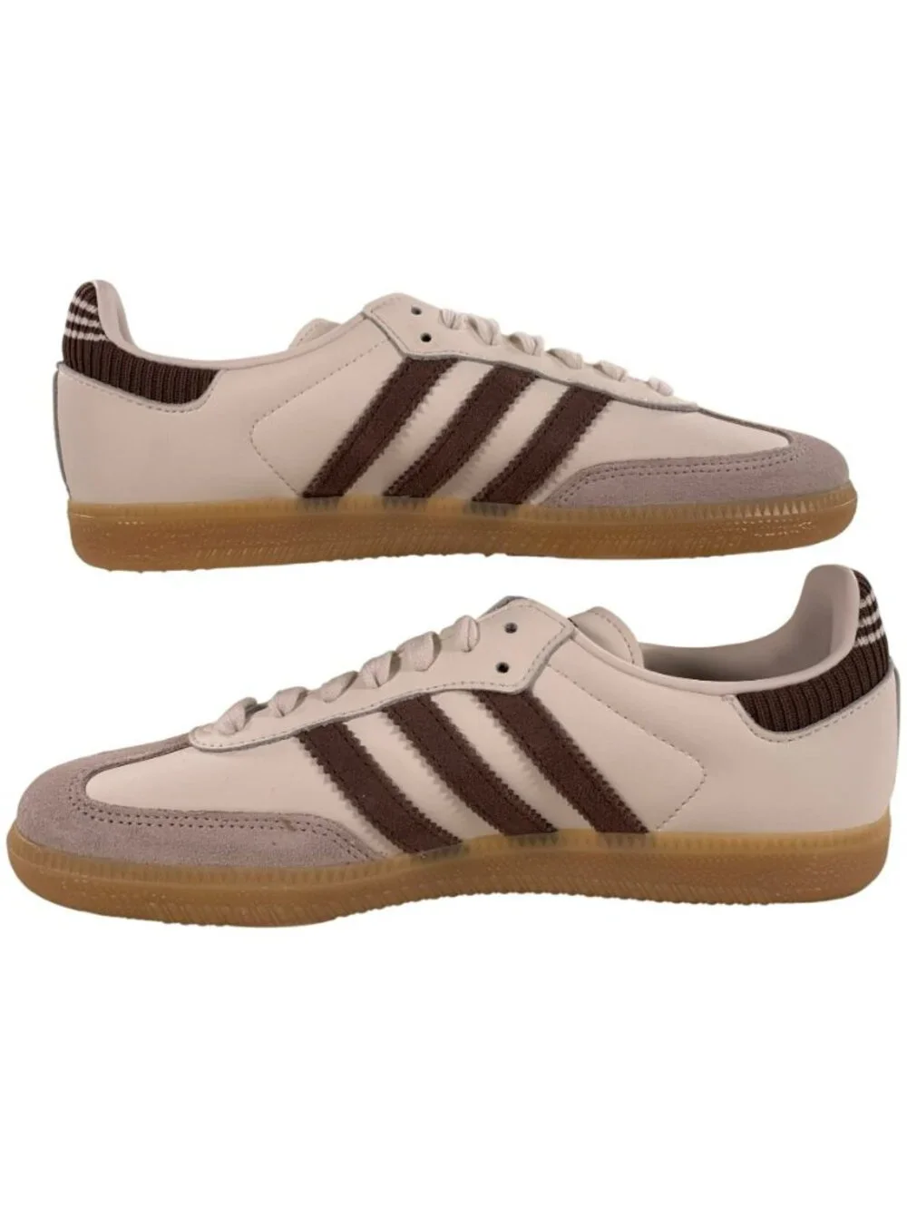 Adidas Samba OG J Shoes White & Brown Athletic Suede Gum Sole Kids Size 5.5 NEW
